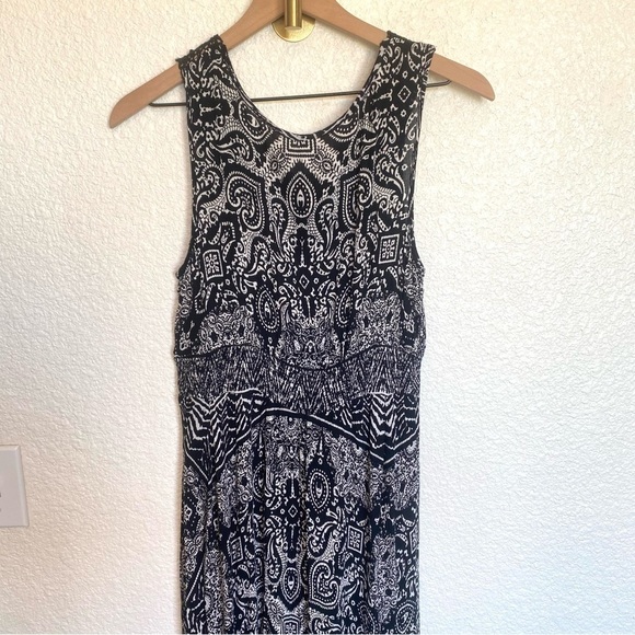 Bila Boho Crochet White and Black Tapestry Aztec Print Maxi Dress M - Picture 9 of 13
